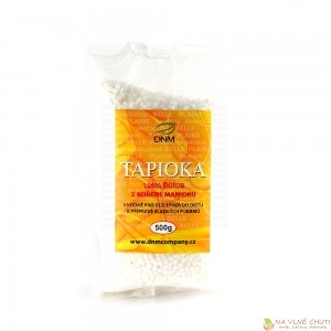 Tapioka perly - Používá se jako zahušťovadlo do pudinků, ke zvláčnění bezlepkových těst, jako pojivo místo vajec. Z tapioky si můžete připravit oblíbený buble tea.